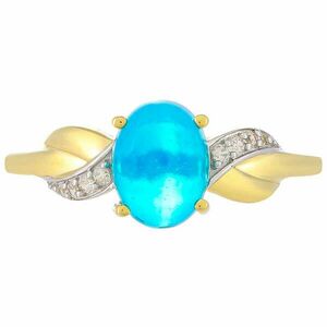 Arany Gyűrű Etiópiai Kék Opállal és Természetes Cirkónnal, Méret: ... kép
