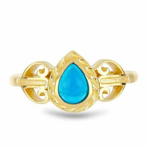 Arannyal Bevont Ezüst Gyűrű Kék Etiópiai Opállal, Méret: 57-56 kép