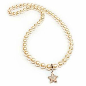 Swarovski gyöngy nyaklánc csillag alakú medállal- Creamrose - krém kép