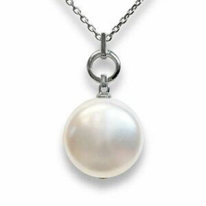 One pearl - Swarovski gyöngyös ezüst nyaklánc - Coin Pearl fehér kép