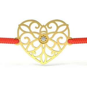 Sárga arany karkötő gyémánt mintával Csipke szív kép