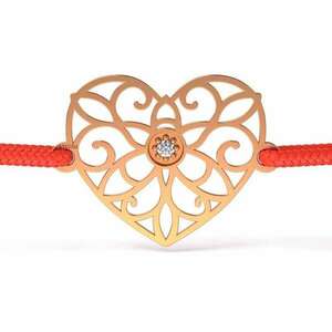 Rózsaarany karkötő gyémánt modellel Fűzős szív kép
