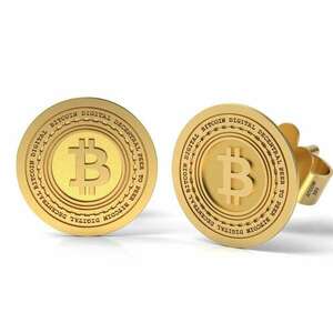 Bitcoin modell sárga arany fülbevaló kép