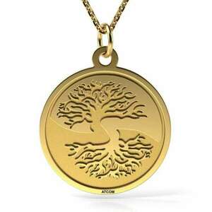 Nyaklánc sárga arany medálmintával Yin és Yang életfa kép