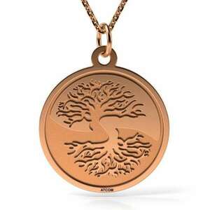Rózsaarany medál nyaklánc minta Az élet fája Yin és Yang kép