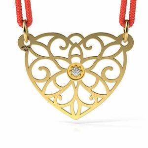 Sárgaarany medál gyémánt csipke szív mintával kép