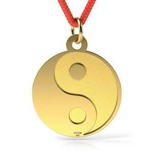 Sárga arany medál Yin és Yang zsinórral kép