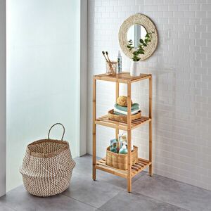 3 szintes fürdőszobai polc bambuszból kép