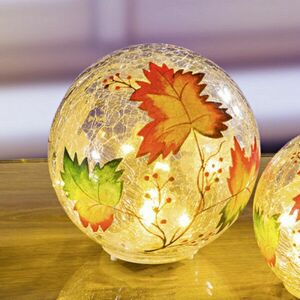 LED üveggömb "Őszi levelek" kép