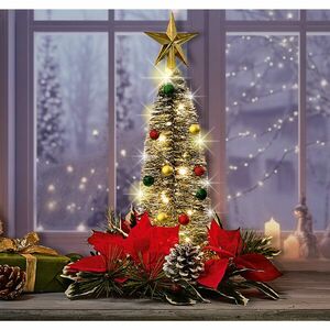 Fenyőfa karácsonyi koszorúval kép