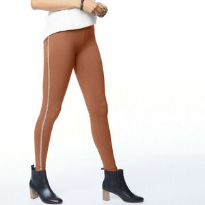 Egyszínű leggings oldalsó csillogó csíkokkal kép