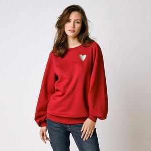 Melton pulóver szívhímzéssel kép