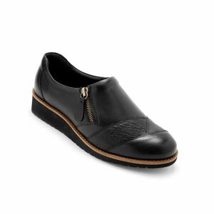 PEDICONFORT Bőrből készült kényelmes ékbetétes cipő, fekete színű kép