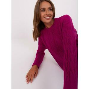Női kockás, kerek nyakú pulóver RONNIE lila kép