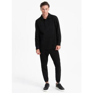 Férfi pulóver póló gallérral + nadrág fekete kép