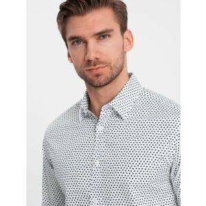 Férfi SLIM FIT ing finom mintával, fehér színű kép