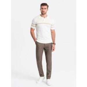 Férfi klasszikus chino nadrág SLIM FIT sötétbézs V2 OM-PACP-0182 OM-PACP-0182 kép