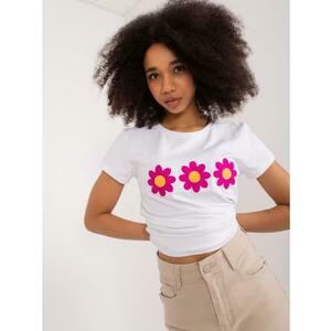 Női póló virágos applikációkkal BASIC FEEL GOOD fehér kép