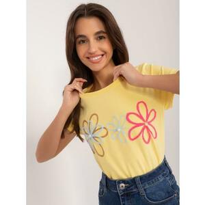Női póló virágos applikációval BASIC FEEL GOOD sárga kép