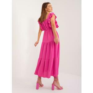 Női ruha fodros és elasztikus derékkal sötét rózsaszínű kép