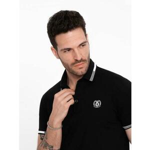 Férfi elasztán póló póló kontrasztos elemekkel V2 OM-POSS-0123 fekete kép