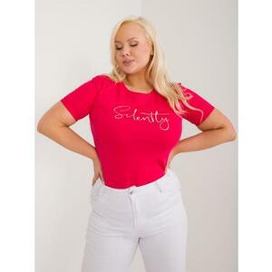 Női nyomtatott pamut póló plusz méret piros kép
