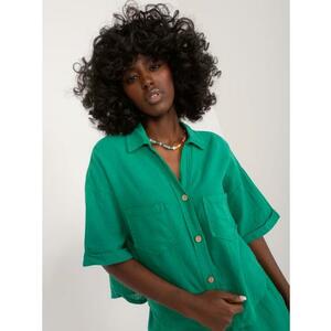 Női túlméretezett gomb nélküli galléros ing zöld kép