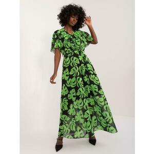 Női nyomtatott maxi ruha fekete és zöld kép