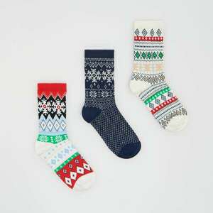 Reserved - 3 pár karácsonyi mintájú zokni - Tengerészkék kép