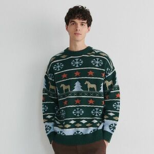 Reserved - Karácsonyi mintás pulóver - Khaki kép