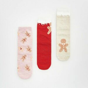 Reserved - 3 pár karácsonyi zokni domború díszítéssel - Piros kép