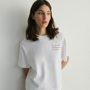 Reserved - Boxy póló hímzéssel - Krém kép