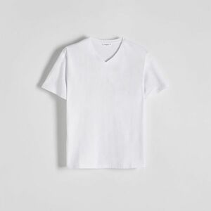Reserved - Slim szabású, V-nyakú póló - Fehér kép