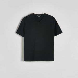 Reserved - Slim szabású, V-nyakú póló - Fekete kép