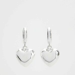 Reserved - Ezüstözött fülbevaló szív alakú függővel - Ezüst kép