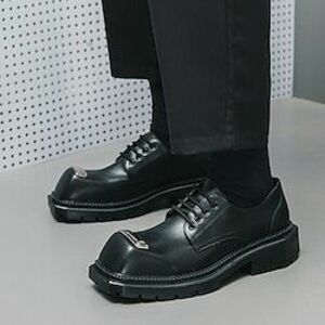 Férfi Félcipők Ρετρό Formális cipők Brit stílusú plaid cipő Üzlet Brit brit úriember Szabadtéri Napi PU Magasító Kényelmes Csúszásmentes Fűzős Fekete Tavasz Ősz Lightinthebox kép