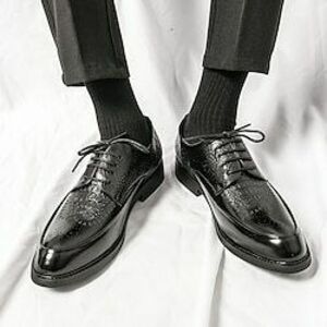 Férfi Félcipők Bullock cipő Ruha cipő Hüllőcipők Gyalogló Üzlet brit úriember Napi Műbőr Kényelmes Fűzős Fekete Barna Tavasz Lightinthebox kép