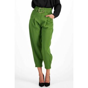 Zöld pamutból készült nadrág zsebes öv típusú kiegészítővel kép