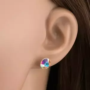 Fülbevaló 925 ezüstből, Swarovski kristály szivárvány árnyalattal, 9 mm kép