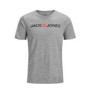 JACK & JONES Póló 'Essentials' szürke melír / pasztellpiros / fekete kép