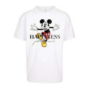 MT Upscale Póló 'Disney 100 Mickey Happiness' sáfrány / tűzpiros / fekete / fehér kép