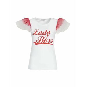 Influencer Póló 'Lady Boss' piros / fehér kép
