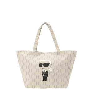 Karl Lagerfeld Shopper táska 'Ikonik' bézs / világosszürke / fekete / fehér kép