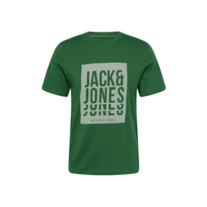 JACK & JONES Póló 'FLINT' sötétzöld / fehér kép