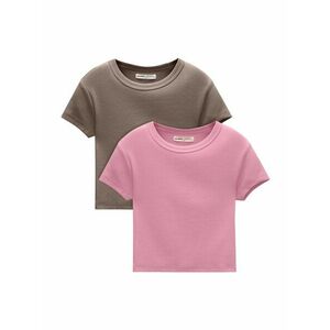 Pull&Bear Póló világosbarna / világos-rózsaszín kép