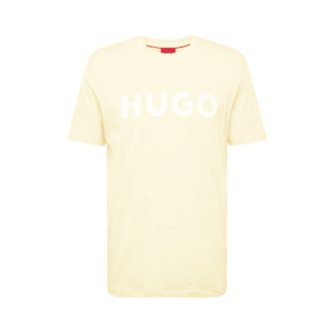 HUGO Póló 'Dulivio' pasztellsárga / fehér kép