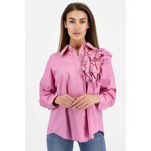 Női ing pink puplin bő szabású fodros kép