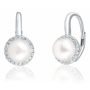 JwL Luxury Pearls JwL Luxury Pearls Elegáns ezüst fülbevaló gyönggyel és cirkónium kővel JL0640 kép