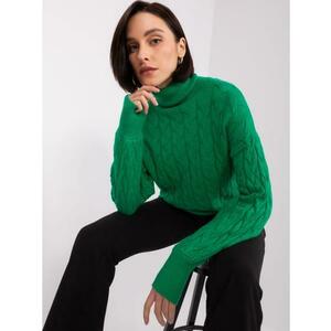 Női garbó foltos pulóver AJA zöld kép