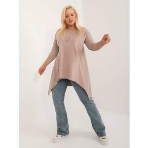 Női plus size blúz foltos zsebbel sötét bézs kép